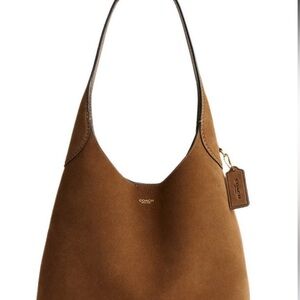 COACH Brooklyn 28 Medium Leather Shoulder Bag Suede Brass Cedar